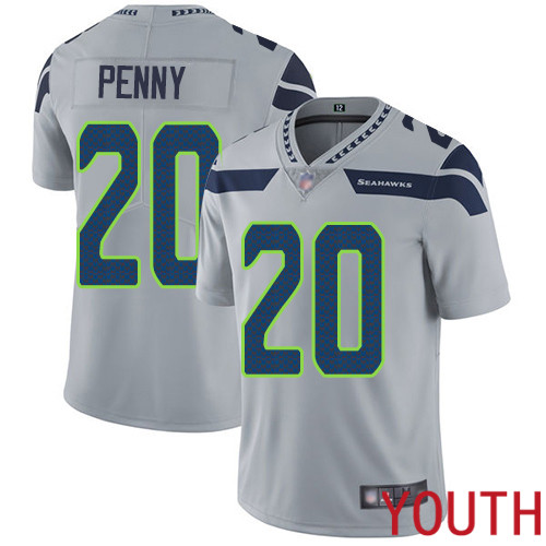 Seattle Seahawks Limited Grey Youth Rashaad Penny Alternate Jersey NFL Football #20 Vapor Untouchable->youth nfl jersey->Youth Jersey